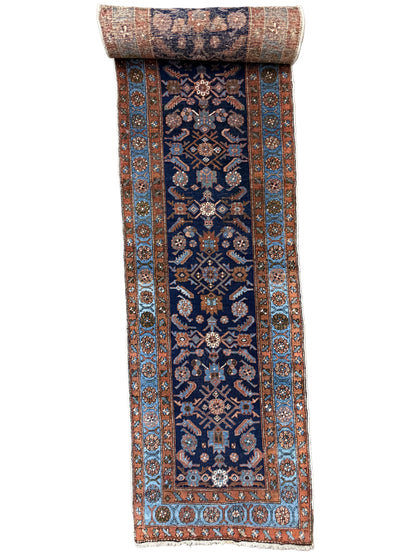 Hand-Knotted Antique Heriz Runner - 3’1”x17’2”