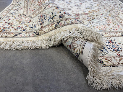 3x5 Luxurious Fine Hand-Knotted 100% Silk Persiane Qume Rug Handmade Beige