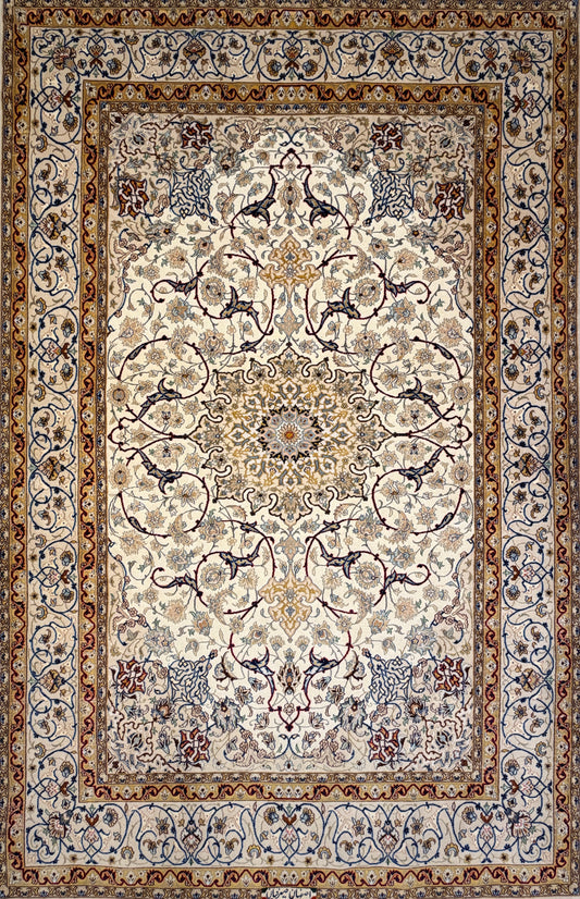 Hand-Knotted Persian Isfahan Rug - Signed Seirafian - 5’x7’9”