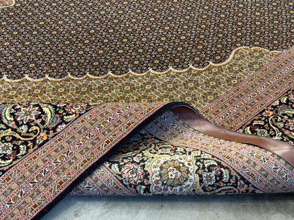 Hand-Knotted Persian Tabriz Mahi Rug - 9’11”x13’6”