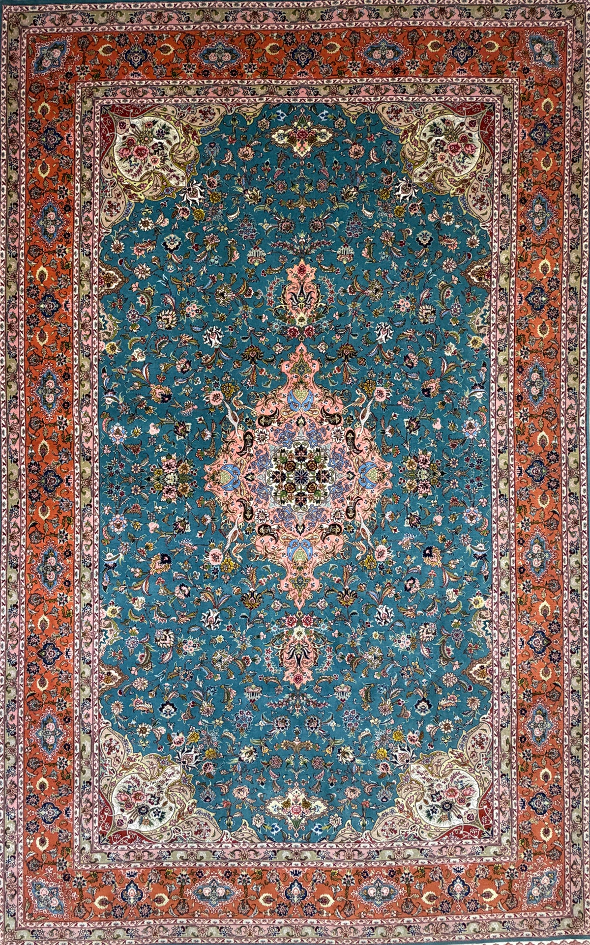 Hand-Knotted 80 Raj Persian Tabriz Rug - Signed Aghazadeh - 5'9"x9'5"