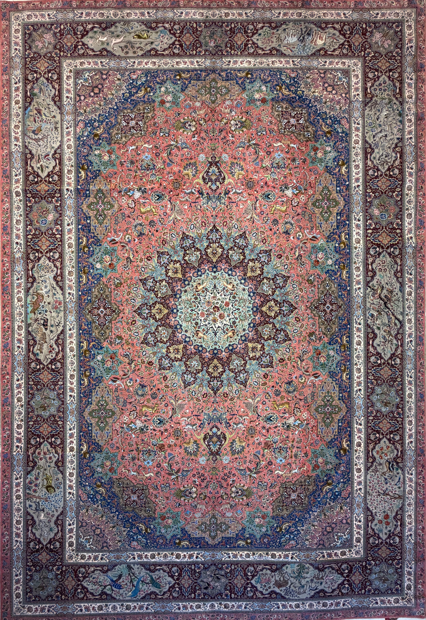 11’7”x17’2” Very Fine Hand-Knotted Signed Persian Tabriz Pictorial Area Rug