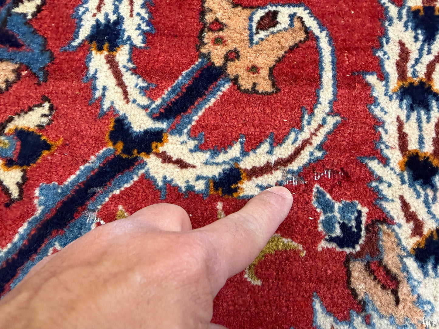 10’2”x14’2” Very Fine Vintage Hand-Knotted Wool Isfahan Persian Rug 10x14 Red All-Over Handmade Carpet