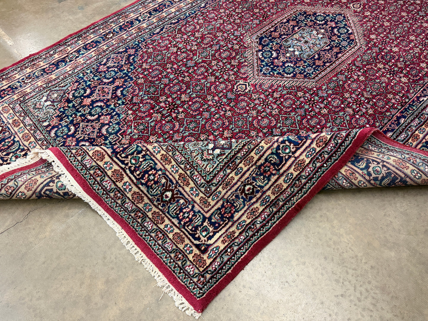 6’x9’ Fine Hand-Knotted Wool IndoBidjar Persian Rug 6x9 Burgundy All-Over Handmade Carpet