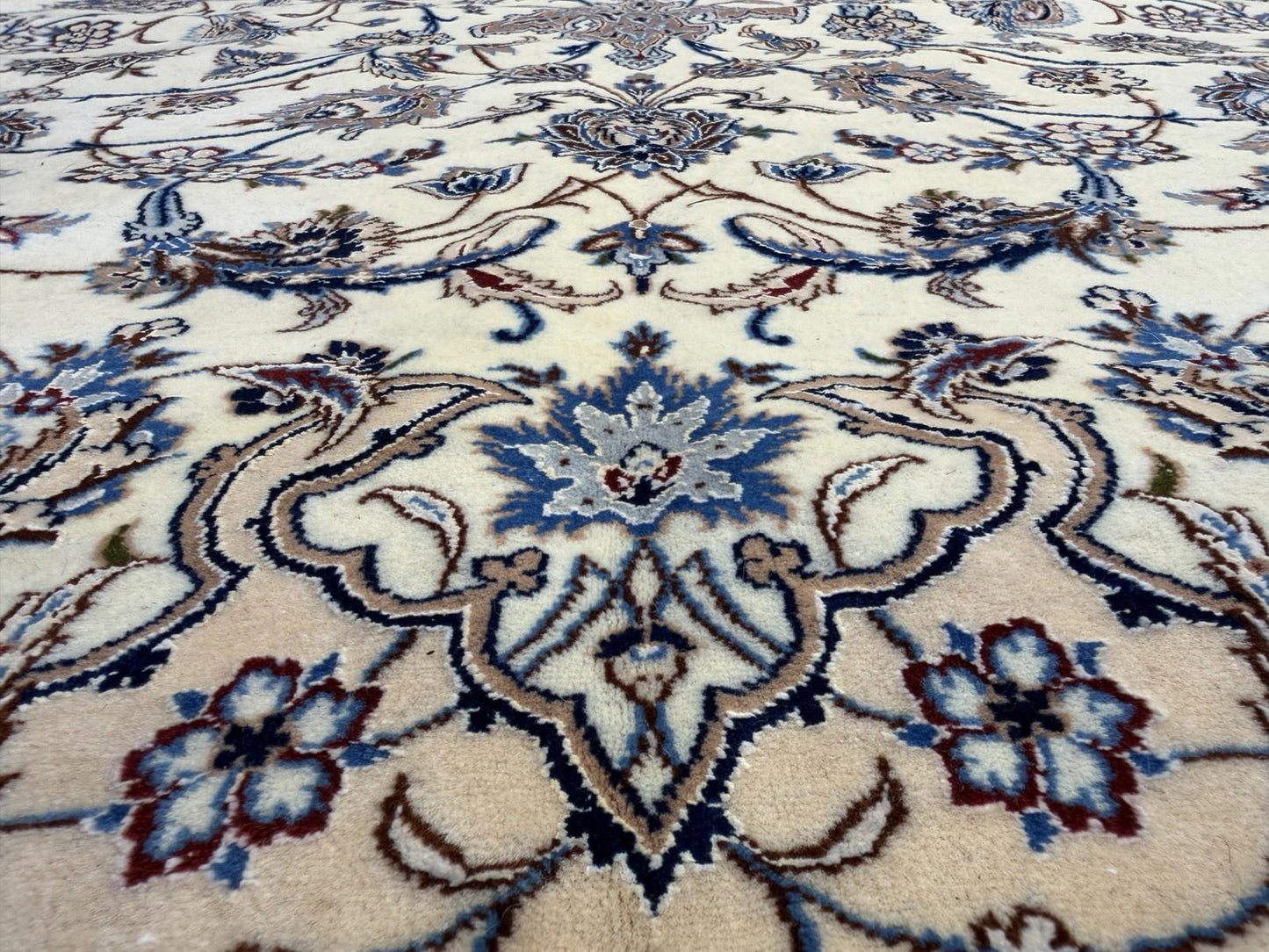8’7”x12’1” Hand-Knotted Wool & Silk Nain Habibian Area Rug 8x12 Handmade Carpet