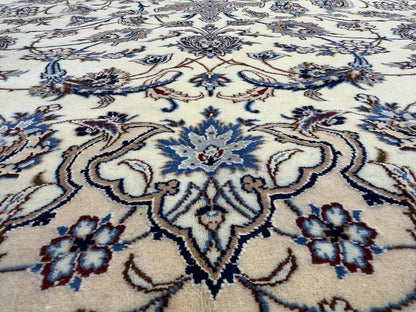 8’7”x12’1” Hand-Knotted Wool & Silk Nain Habibian Area Rug 8x12 Handmade Carpet