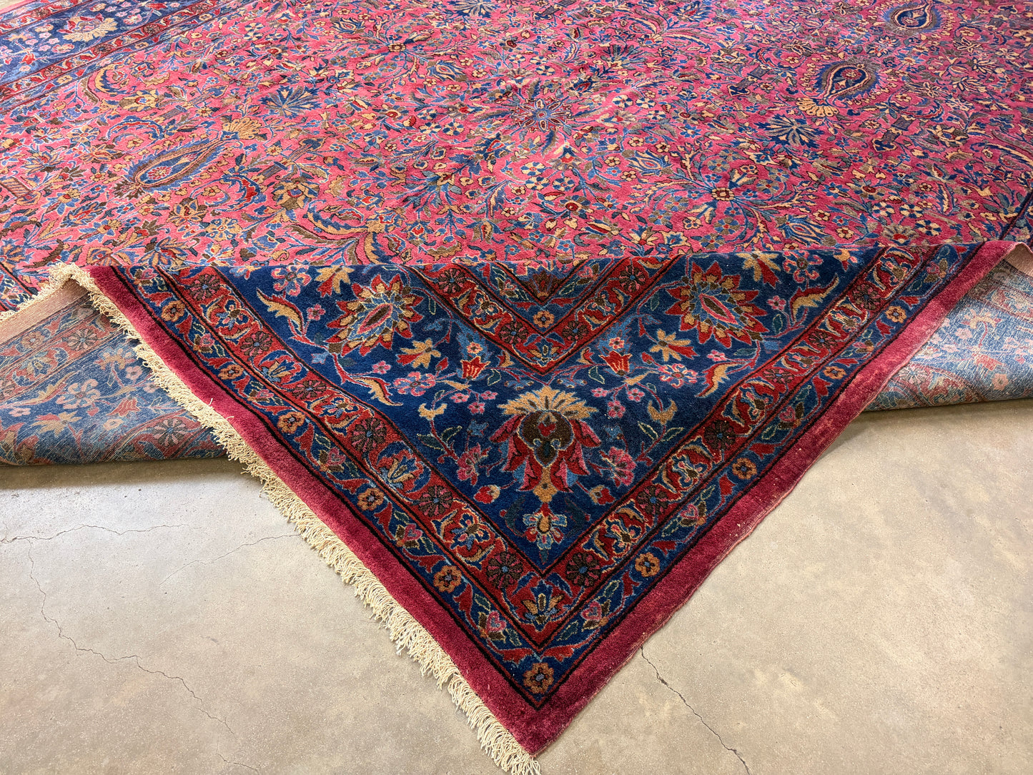 10’4”x16’4” Antique Hand-Knotted Fine Manchester Wool Persian Kashan Area Rug