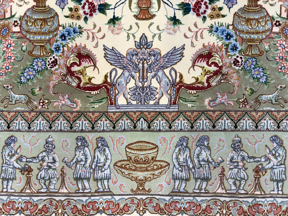 Hand-Knotted Pictorial 60 Raj Persian Tabriz Rug - 6'6"x10'2"