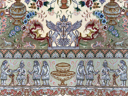 Hand-Knotted Pictorial 60 Raj Persian Tabriz Rug - 6'6"x10'2"