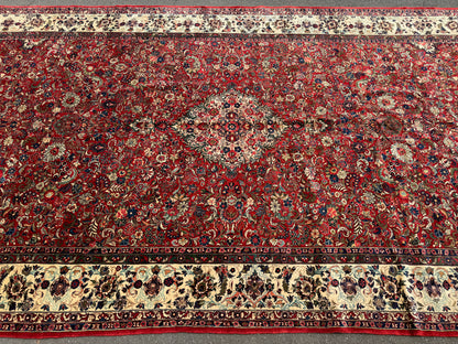 Hand-Knotted Persian Sarouk Rug - 10’x21’8”
