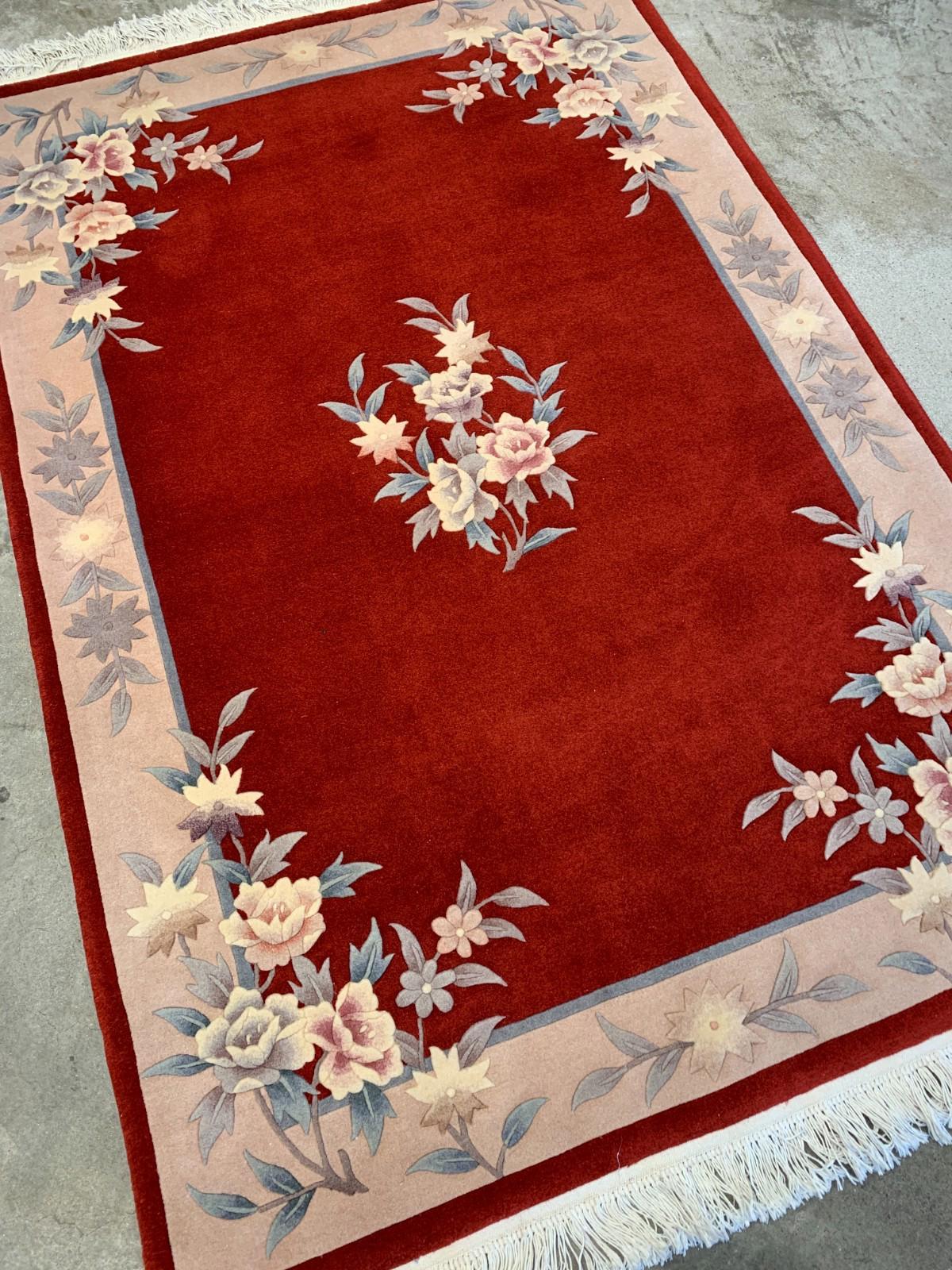 4'x6'2" Hand-Knotted Wool Art-Deco Area Rug - Handmade Carpet 4x6