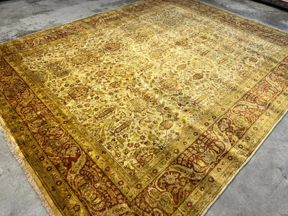 9'x11'9" Handmade 100% Wool All-over Indian Rug