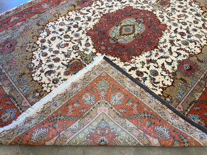 10’x12’9” Fine Hand-Knotted Persian Tabriz Area Rug