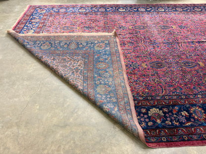10’4”x16’4” Antique Hand-Knotted Fine Manchester Wool Persian Kashan Area Rug