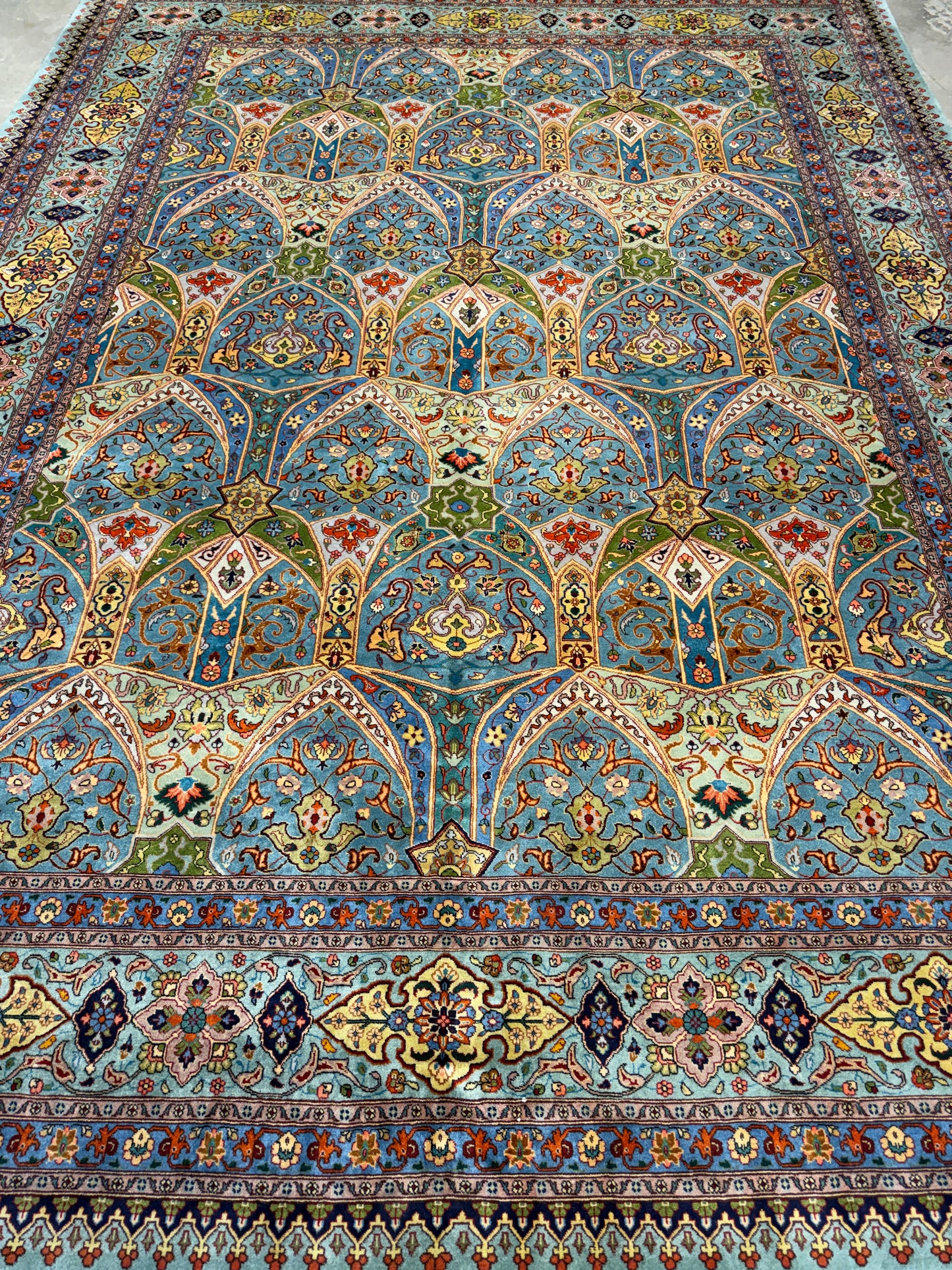 9’10”x13’2” Fine Hand-Knotted Kork Wool Persian Tabriz Rug Handmade All-over Area Carpet