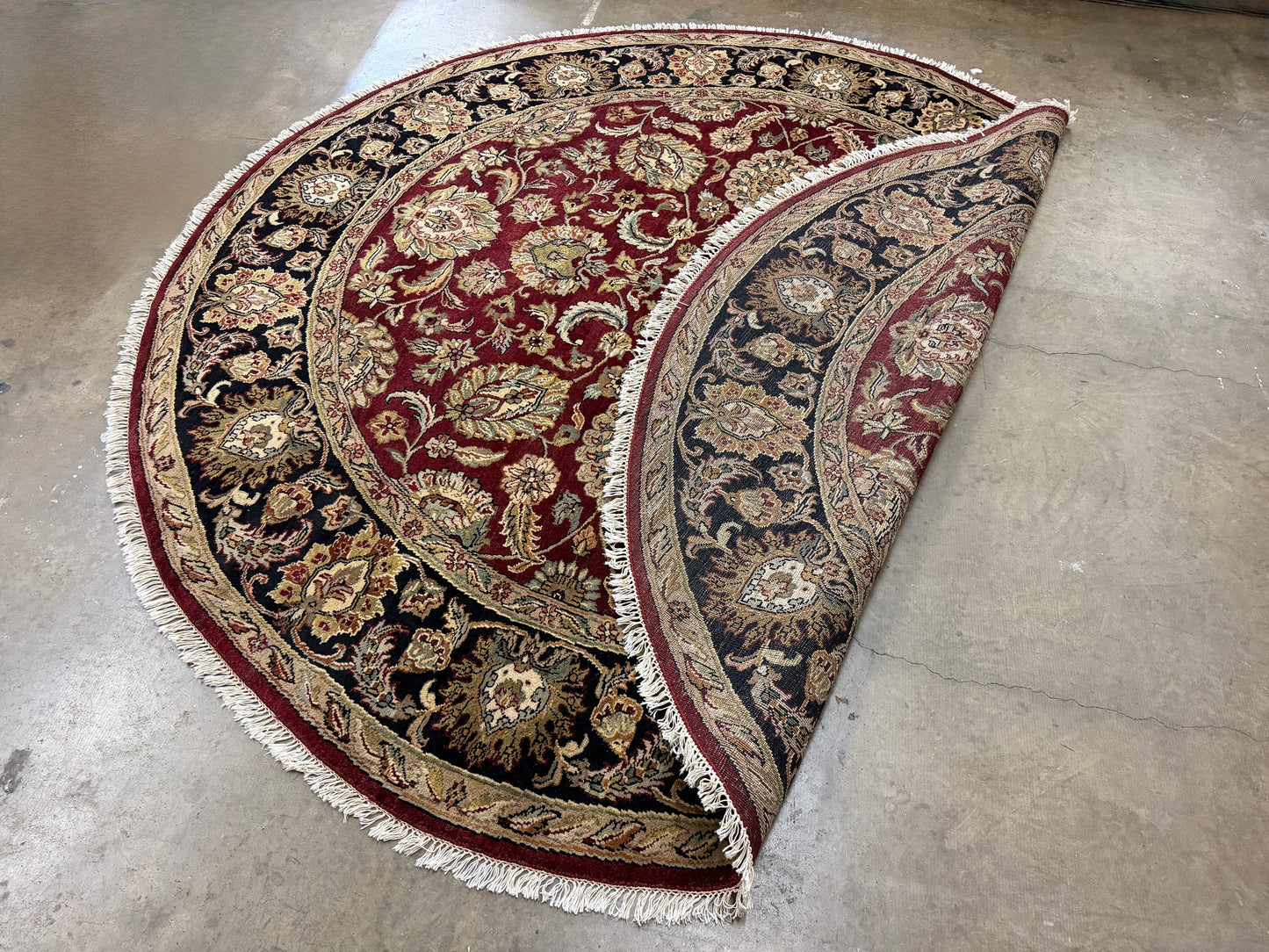 9’ Diameter Hand-Knotted Wool Indian Round Oriental Rug - 9x9 Handmade Carpet