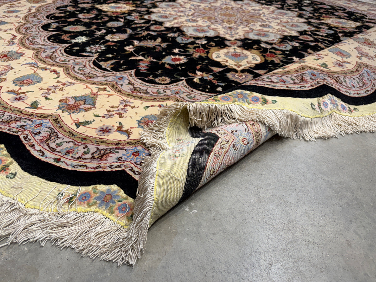 10’ Diameter Very Fine Hand-Knotted Wool & Silk Round Tabriz Persian Rug - 10x10 Handmade Carpet