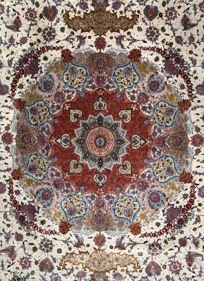 13’x19’10” Very Fine Hand-Knotted 80 Raj Persian Tabriz Rug - Signed