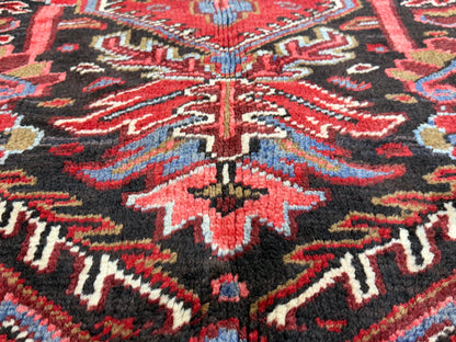 9’7”x13’ Vintage Hand-Knotted Wool Heriz Persian Rug 9x13 Red Handmade Carpet