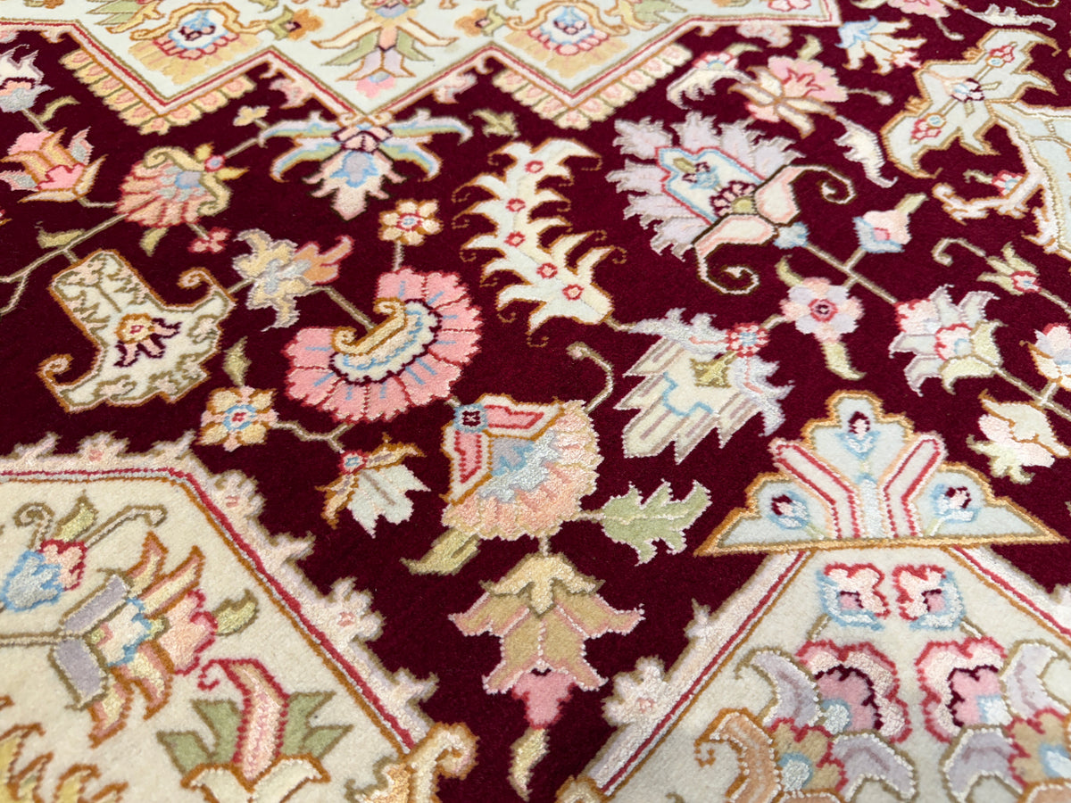 Hand-Knotted 60 Raj Persian Tabriz Rug - 5'x7'1"