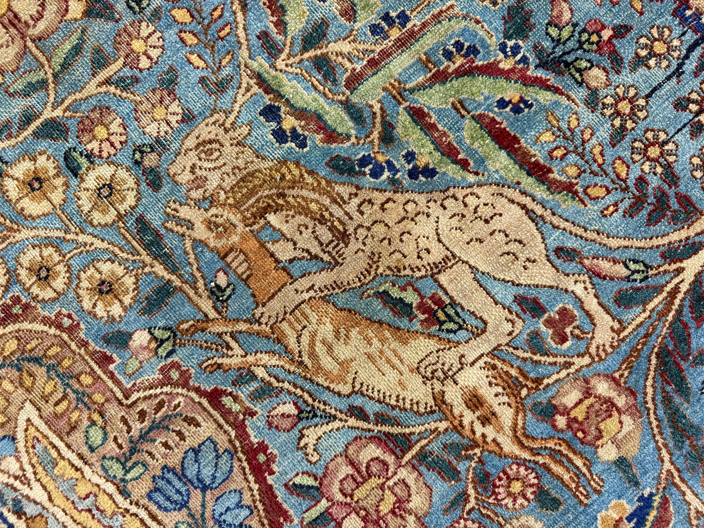 11’x14’10” Antique Hand-Knotted Fine Wool Persian Kerman Area Rug Handmade