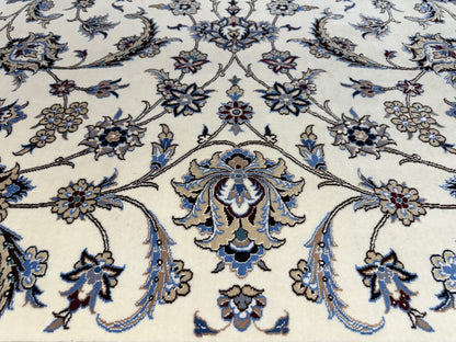 9’10”x12’11” Very Fine Hand-Knotted Persian Nain Signed Area Rug