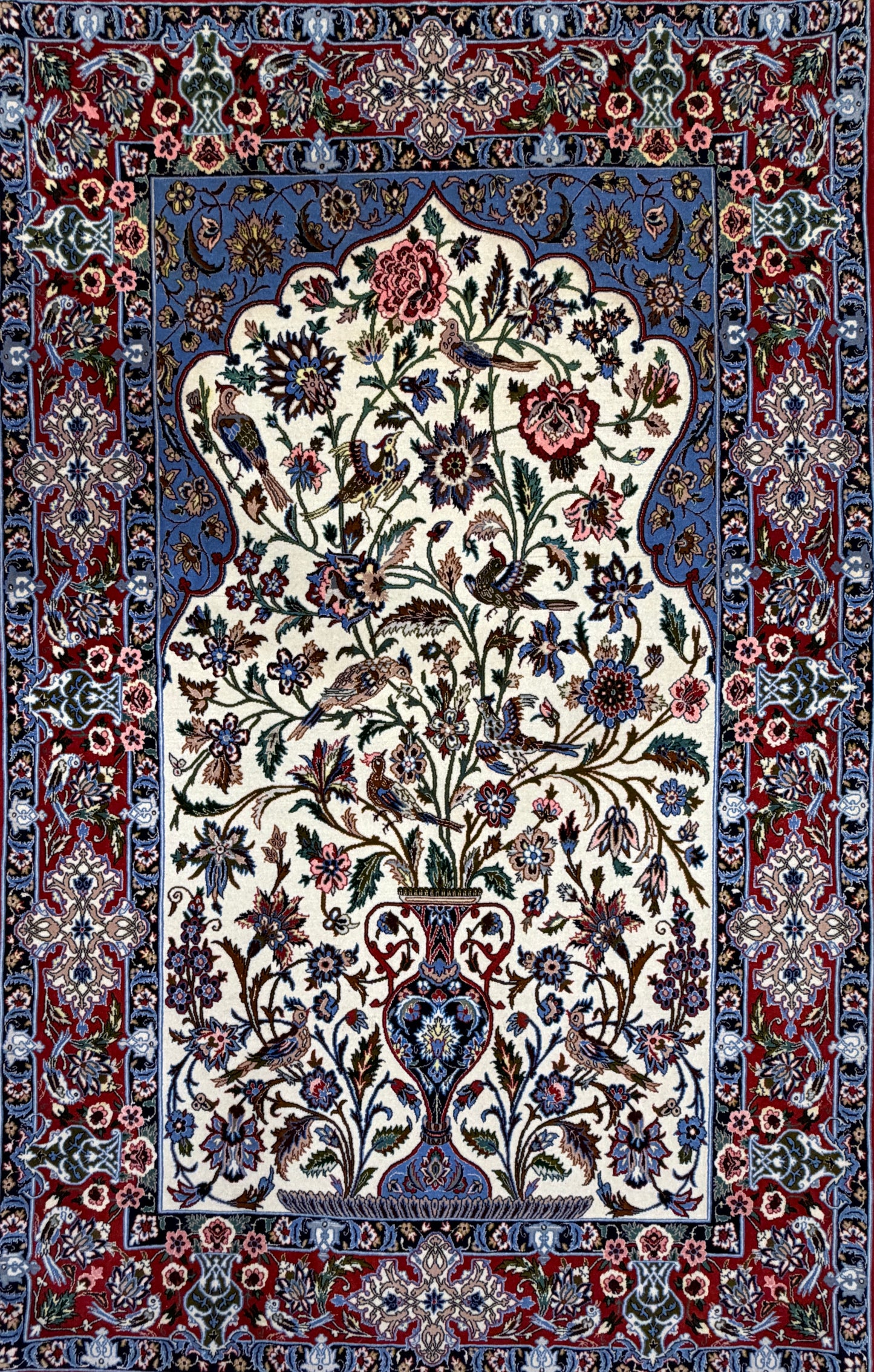 Hand-Knotted Pictorial Persian Isfahan Rug - 3’6”x5’5”