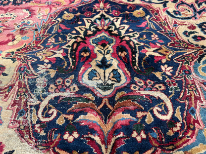 13’6”x21’10” Antique Hand-Knotted Very Fine Wool Persian Kerman Area Rug