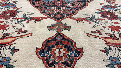 4’3”x6’5” Antique Hand-knotted Wool Kashan Persian Rug 4x6 Animal Handmade Carpet