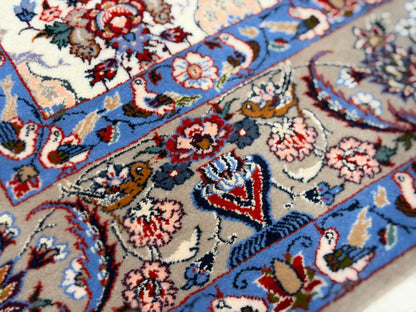 Hand-Knotted Persian Isfahan Rug -Garden of Birds- 3’7”x5’3”