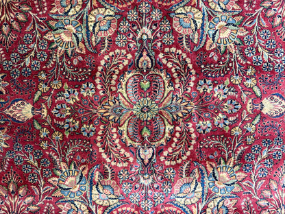 9’11”x13’6” Antique Hand-Knotted Fine Kork Wool Persian Sarouk Area Rug Handmade