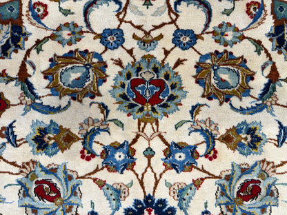 9’9”x13’1” Antique Hand-Knotted Persian Kashan All-over Signed Sanaee Area Rug