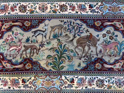 11’7”x17’2” Very Fine Hand-Knotted Signed Persian Tabriz Pictorial Area Rug