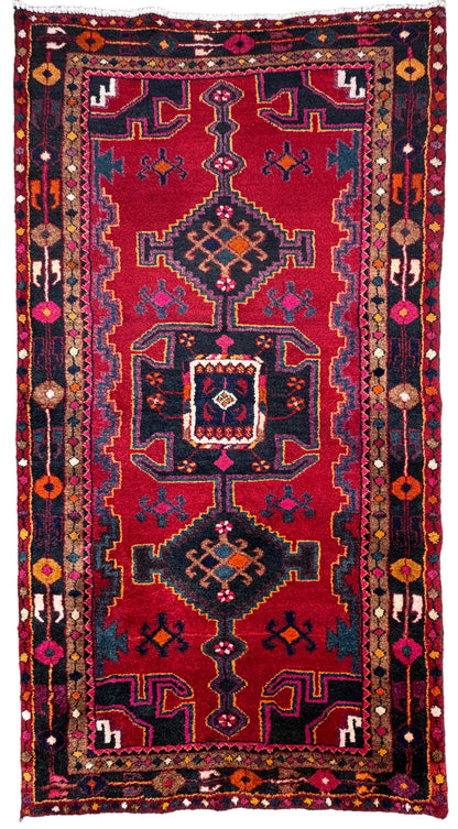 Hand-Knotted Persian Hamadan Rug - 4'x7'5"
