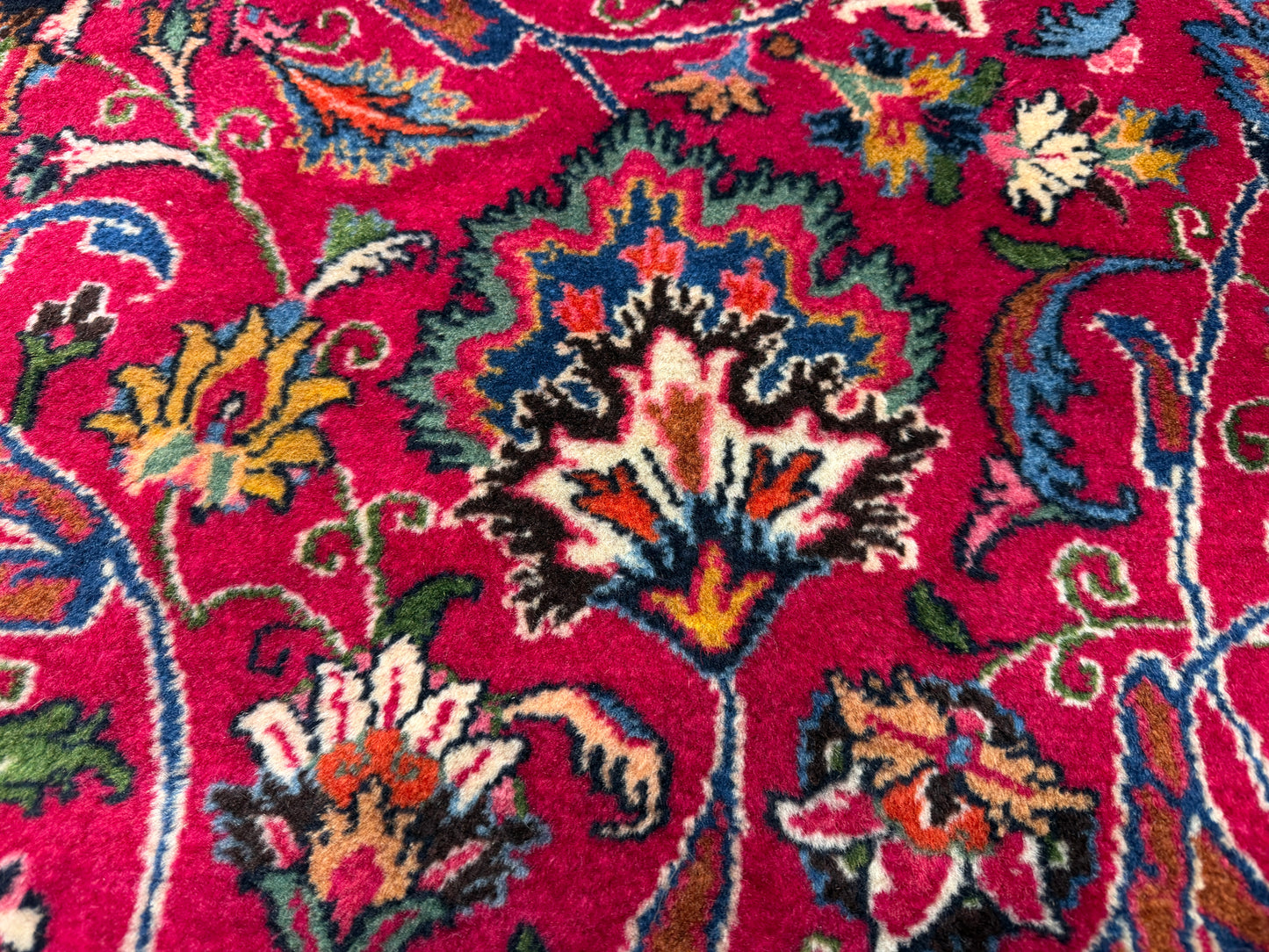 11’6”x16’5” Hand-Knotted Very Fine Wool Persian Mashad Signed Area Rug Handmade