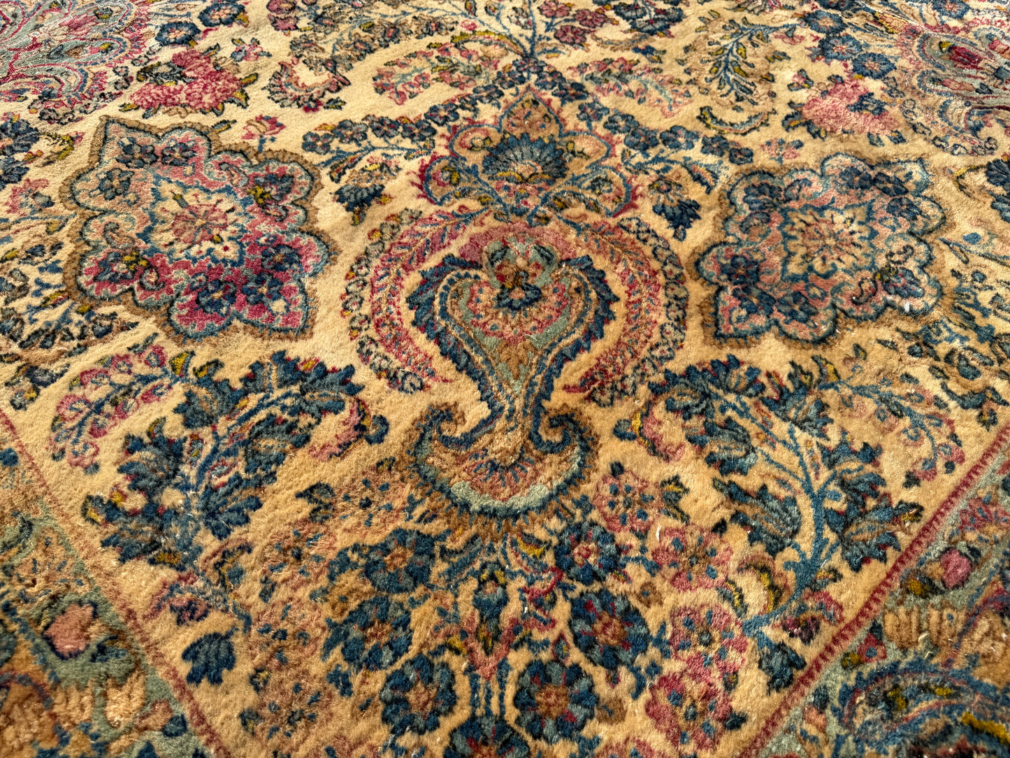 9’10”x17’6” Antique Hand-Knotted Lavar Kerman Persian Area Rug