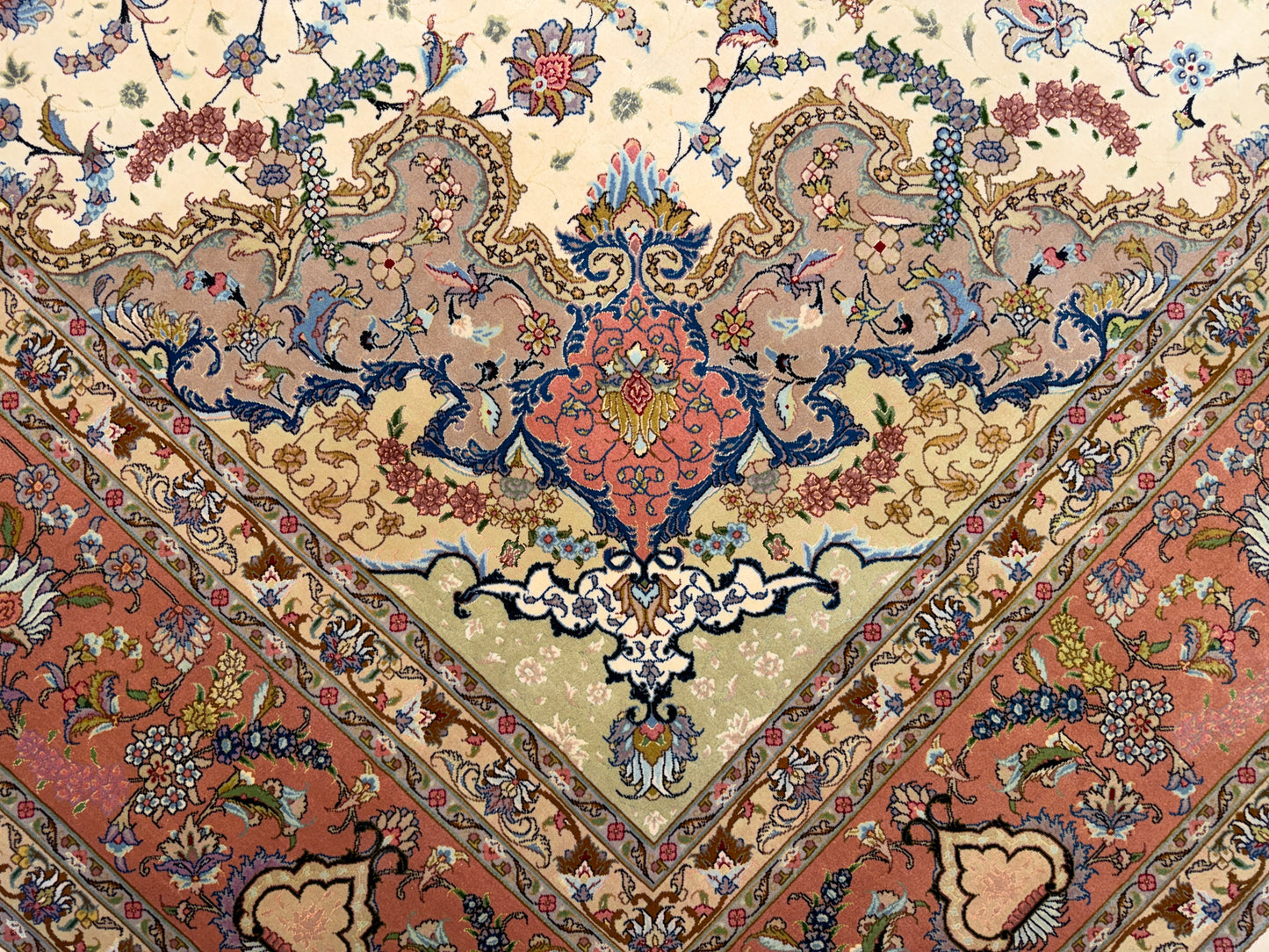 Hand-Knotted 60 Raj Persian Tabriz Rug - 10’x13’1”