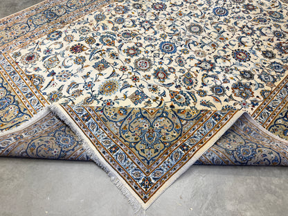 9’4”x13’3” Hand-Knotted Wool Persian Kashan Area Rug