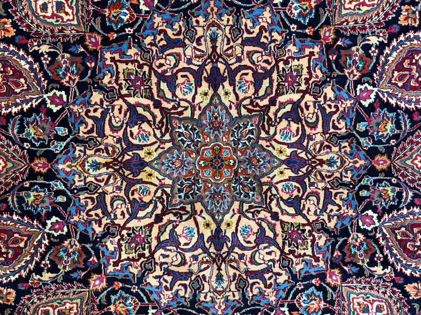 9’9”x13’2” Hand-Knotted Very Fine Antique Wool Persian Mashad Signed Saber Area Rug