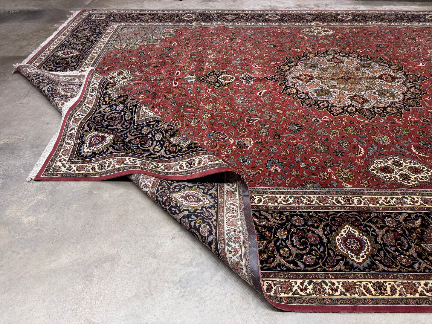 13’3”x20’2” Hand-Knotted 55 Raj Persian Tabriz Rug