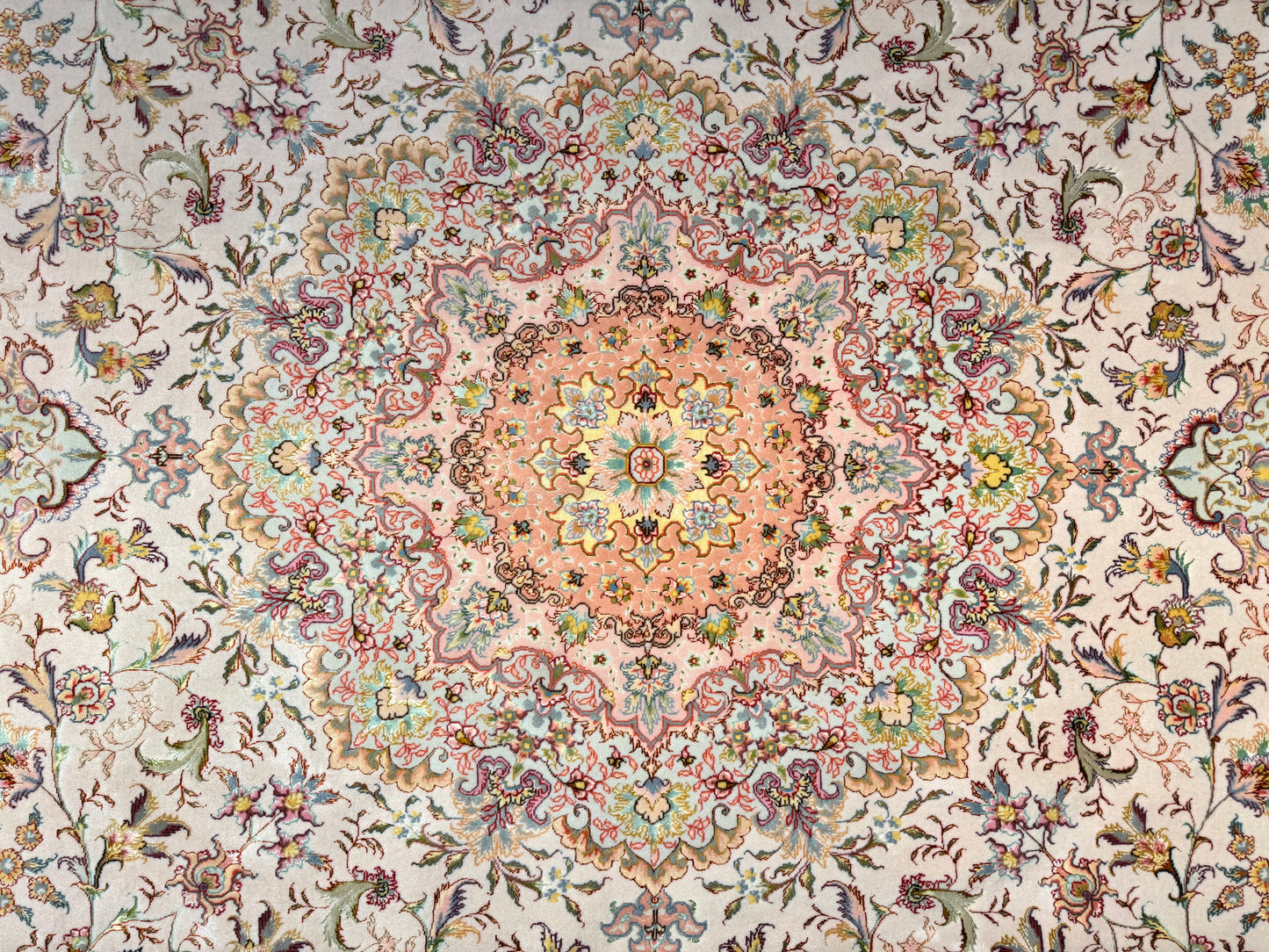 10’ Diameter Very Fine Hand-Knotted Wool & Silk Round Tabriz Persian Rug - 10x10 Handmade Carpet