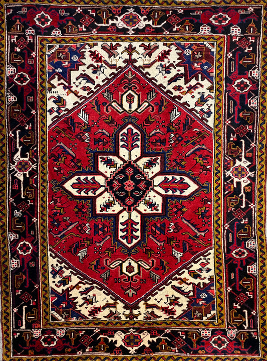 Hand-Knotted Persian Heriz Rug - 5’x6’1”