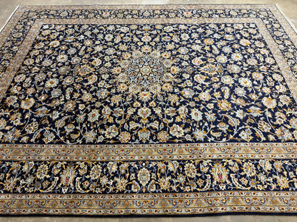 9’8”x12’5” Hand-Knotted Fine Wool Persian Kashan Signed Area Rug