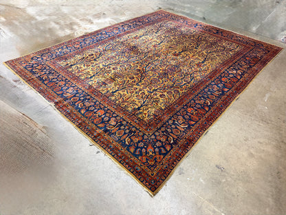 Antique Hand-Knotted Persian Kashan Rug - 8'8"x11'9"