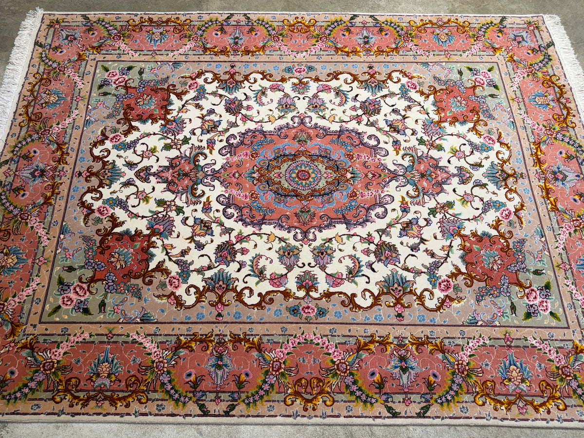 Hand-Knotted 60 Raj Persian Tabriz Rug - 4'11"x6'9"