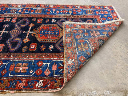 3’5”x10’3” Very Old Antique Heriz Bakhshayesh Runner