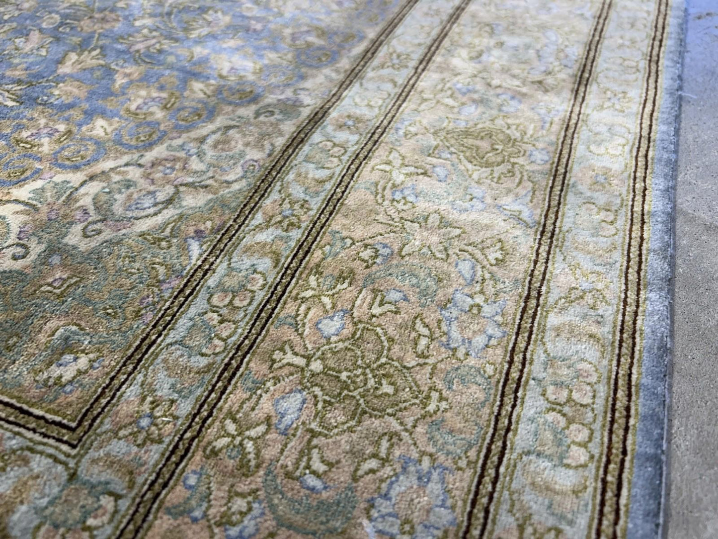 3x5 Luxurious Fine Hand-Knotted 100% Silk Persiane Qume Rug Handmade Green