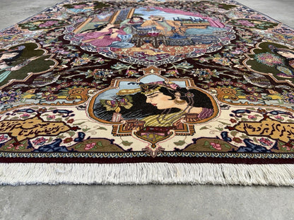 5’7”x7’10” Hand-knotted Pictorial Tabriz Rug
