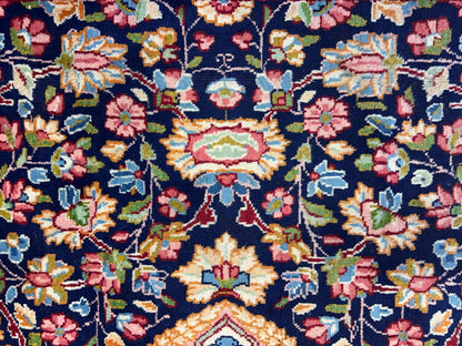 11'1"x15'10" Semi-Antique Hand-Knotted Handmade Kashmare Persiane Rug Navy Blue