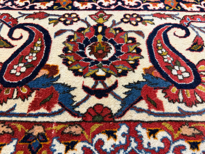 10’2”x14’2” Very Fine Vintage Hand-Knotted Wool Isfahan Persian Rug 10x14 Red All-Over Handmade Carpet